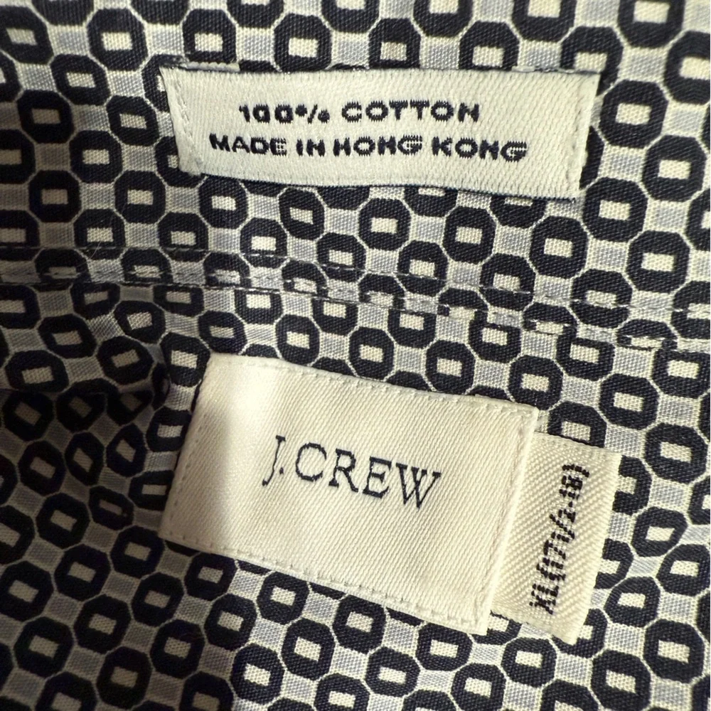 J. Crew Button Down Dress Shirt Black Gray Size XL 17 1/2 -‎ 18 100% cotton